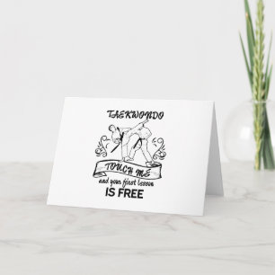 Cartão Taekwondo Toque em mim e sua primeira lição é grát
