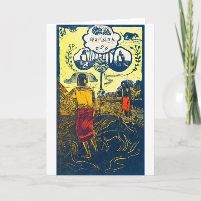 Cartão Tahitian Women and Dog, Gauguin (Frente)