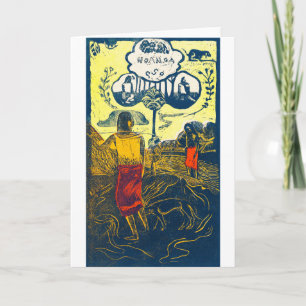 Cartão Tahitian Women and Dog, Gauguin