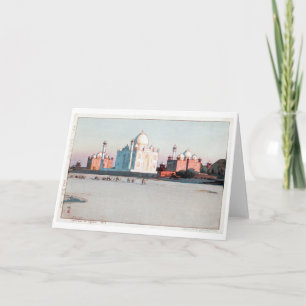 Cartão Taj Mahal, Agra, Hiroshi Yoshida, Woodcut