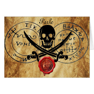 CARTÃO TALISMÃ ANTIGO / MAPA DO TESOURO PIRATA COM SELLO