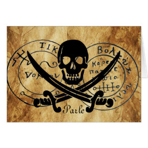 CARTÃO TALISMÃ ANTIGO / MAPA DO TESOURO PIRATA COM SELLO