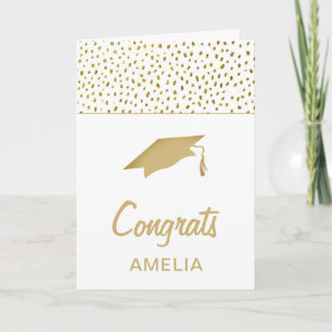 Cartão Tampa de Formatura Congrats com Brilho Dourado Mod