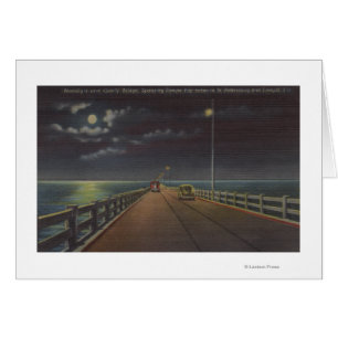 Cartão Tampa, Florida - vista enluarada da ponte de Gandy