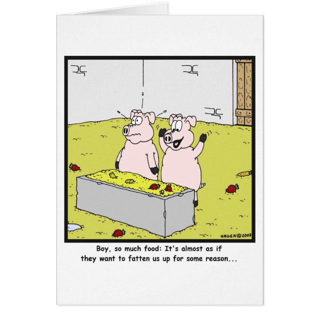 Cartão Tanto comida: Desenhos animados do porco (Frente)