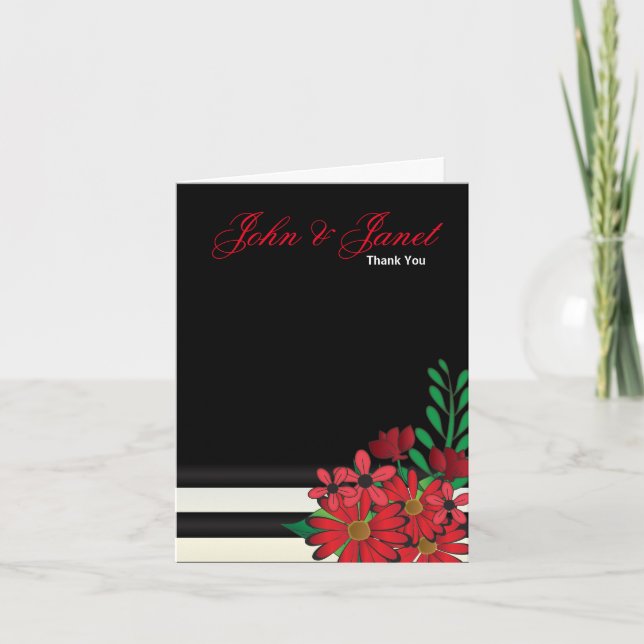 Cartão Tão Floral Casamento Vermelho (Frente)