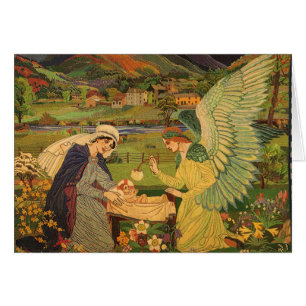 Cartão Tapeçaria Religiosa Vintage com Cristo de Bebê Jes