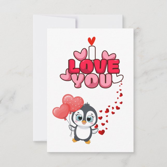 Cartão Tarjeta de amor pinguins love (Frente)