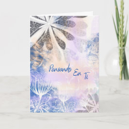 Cartão Tarjeta de Ánimo Azul Acuarela Floral