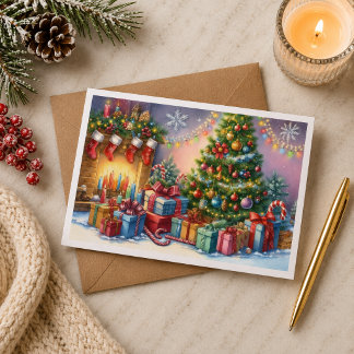 Cartão Tarjeta de Navidad con imagen de árbol de Navidad