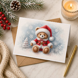 Cartão Tarjeta de Navidad con imagen de osito de Navidad