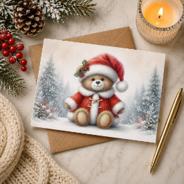Cartão Tarjeta de Navidad con imagen de osito de Navidad