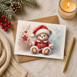 Cartão Tarjeta de Navidad con imagen de osito de Navidad