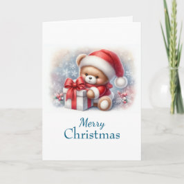 Cartão Tarjeta de Navidad con imagen de osito y regalos