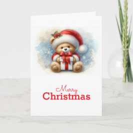 Cartão Tarjeta de Navidad con imagen de osito y regalos