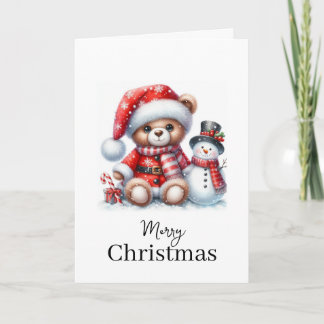 Cartão Tarjeta de Navidad: Teddy Bear y Snowman