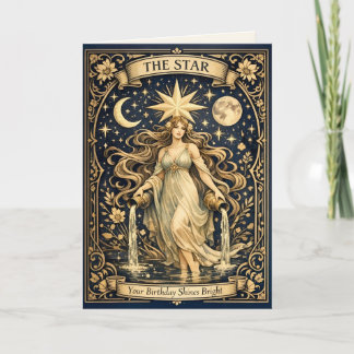 Cartão Tarot Art Nouveau Aniversário Estrela Celestial