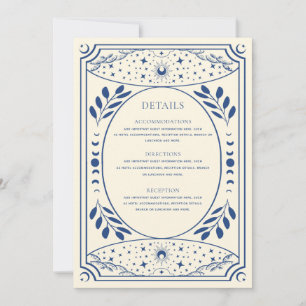Cartão Tarot Vintage Azul Detalhes Casamento Gótic