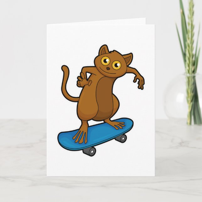 Cartão Tarsier como Skater com Skate (Frente)