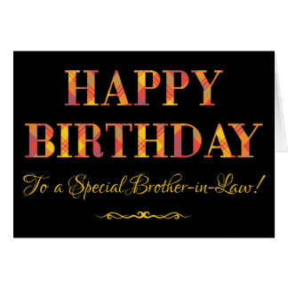 Cartão Tartan amarelo no aniversário preto para o cunhado