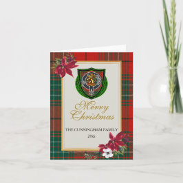 Cartão Tartan e Brasão do Clã Escocês Cunningham
