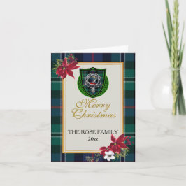 Cartão Tartan e Brasão do Clã Escocês Rose