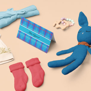 Cartão Tartan Escocês Clássico Vermelho e Azul, personali