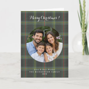 Cartão Tartan xadrez personalizado foto Natal