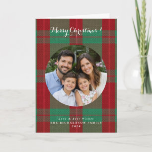 Cartão Tartan xadrez verde e vermelho Natal foto personal