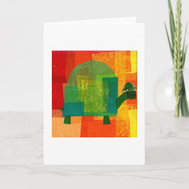 Cartão Tartaruga com capacete do exército (Frente)