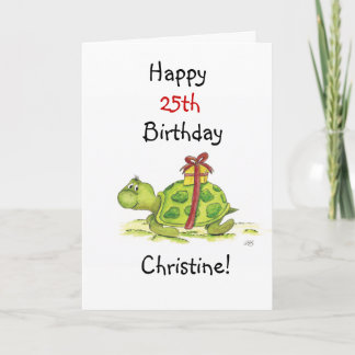 Cartão Tartaruga de Aniversário - Personalizar a idade e