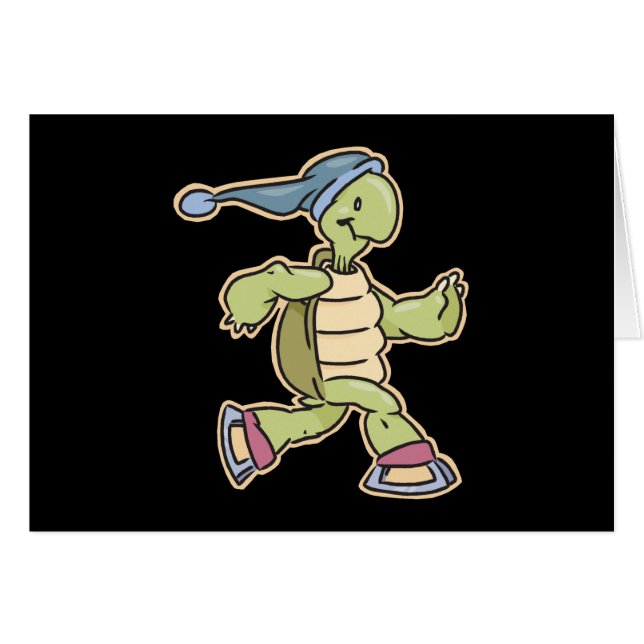 Cartão tartaruga de patinação no gelo (Frente Horizontal)