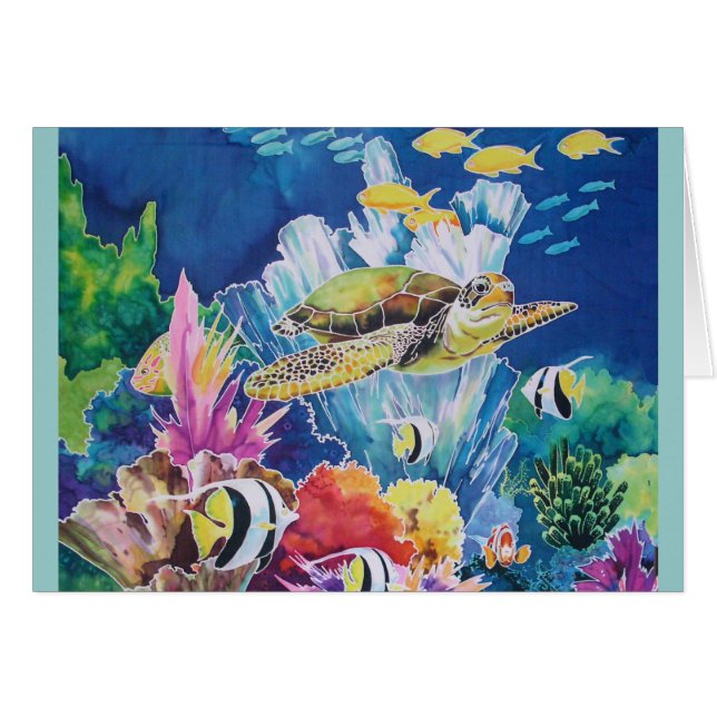 Cartão Tartaruga do Mar Verde (Frente Horizontal)