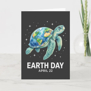 Cartão Tartaruga Marinha Dia da Terra 22 de abril amor pe