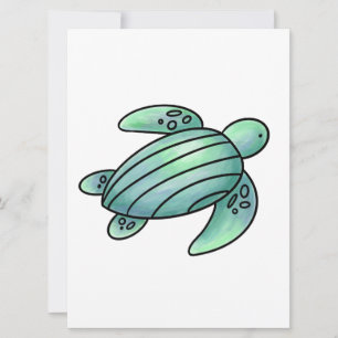 Cartão tartaruga marinha pintada com aquarela desenho ani