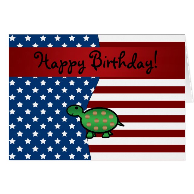 Cartão Tartaruga patriótica conhecida personalizada (Frente Horizontal)