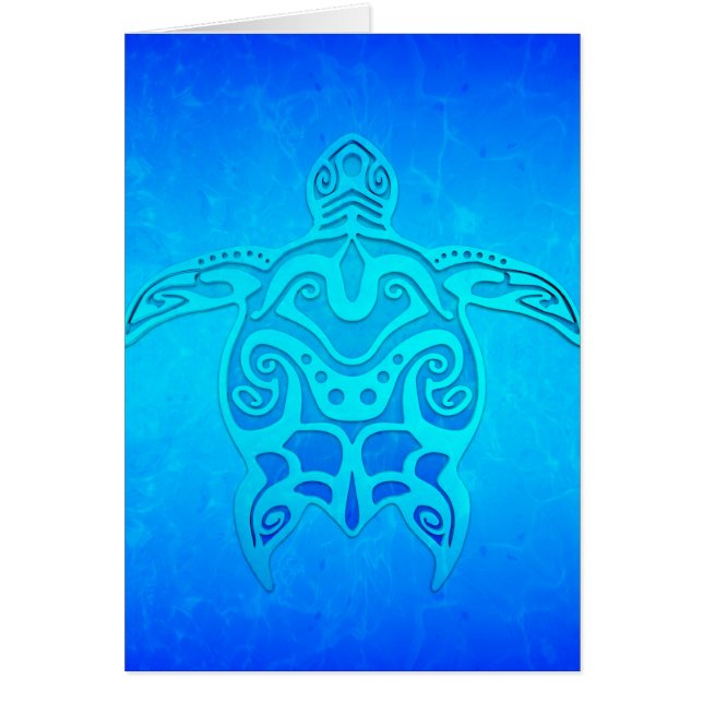 Cartão Tartaruga tribal azul (Frente)