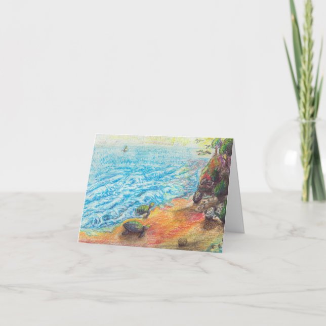 Cartão Tartarugas Marinhas Na Praia (Frente)