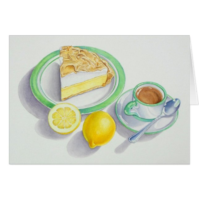 Cartão Tarte de limão e merengue com café (Frente Horizontal)