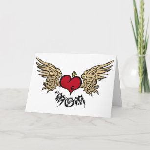 Cartão Tattoo MOM Urban Crowned Heart With Wings