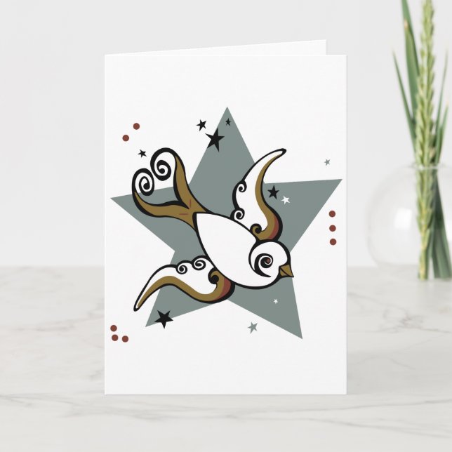 Cartão Tattoo Urban Swallow Bird Design (Frente)