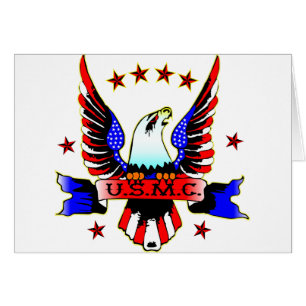 Cartão Tatuagem branco da velha escola do USMC & azul