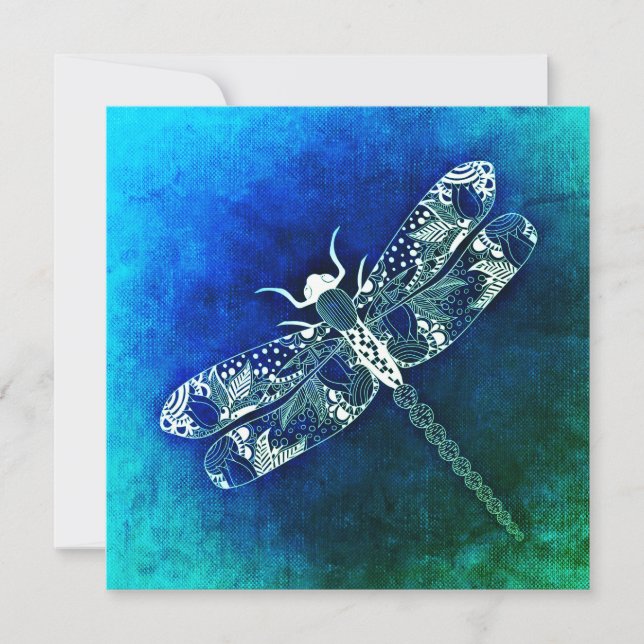 Cartão Tatuagem de Arte de Dragonfly Whimsical (Frente)