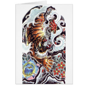 Cartão Tatuagem de Tigre Japonês