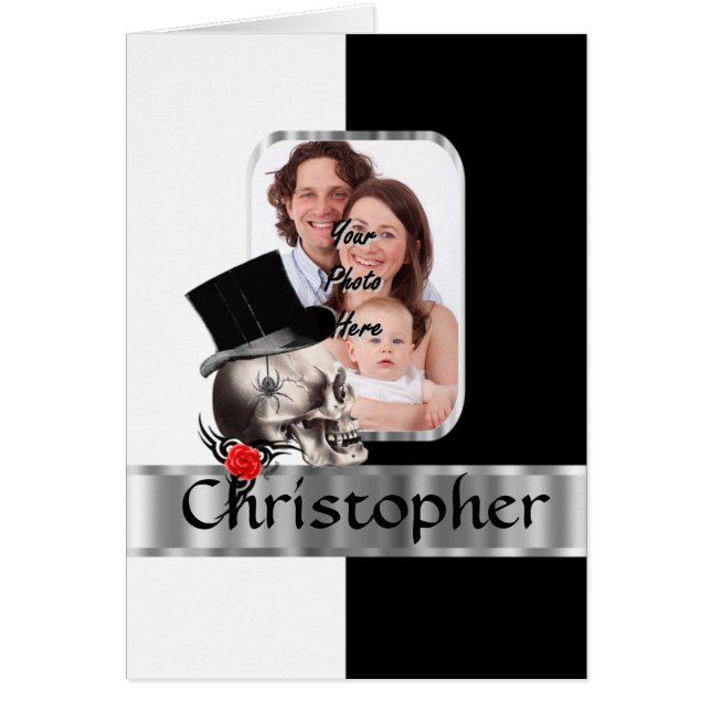 Cartão Tatuagem do crânio gótico (Frente)