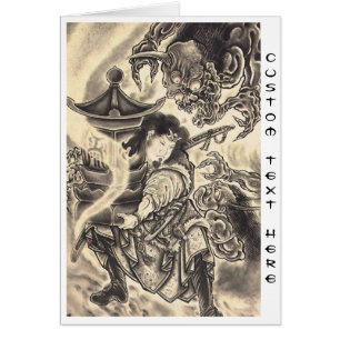 Cartão Tatuagem japonês da tinta do demónio do vintage