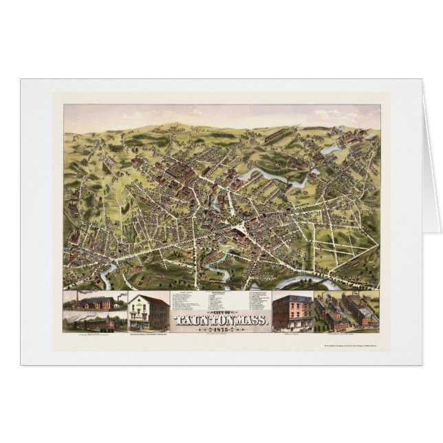 Cartão Taunton, mapa panorâmico das MÃES - 1875 (Frente Horizontal)