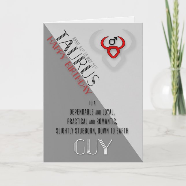 Cartão Taurus Birthday para ele de 21 de abril rua a 21 d (Frente)