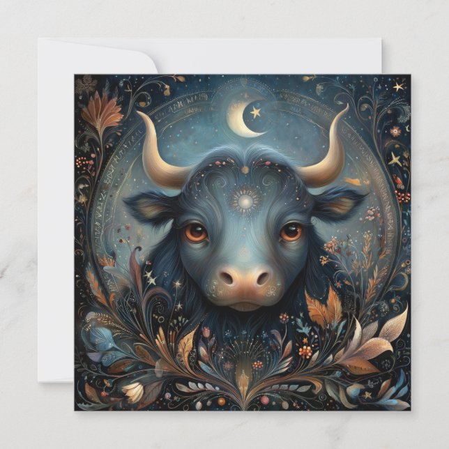 Cartão Taurus Bull Zodiac Astrology Celestial Birthday (Frente)