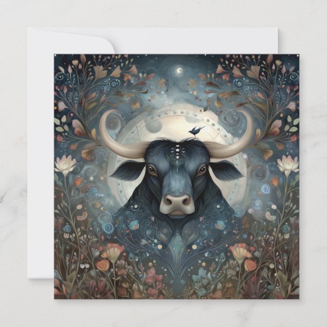 Cartão Taurus Bull Zodiac Astrology Mystical Birthday (Frente)